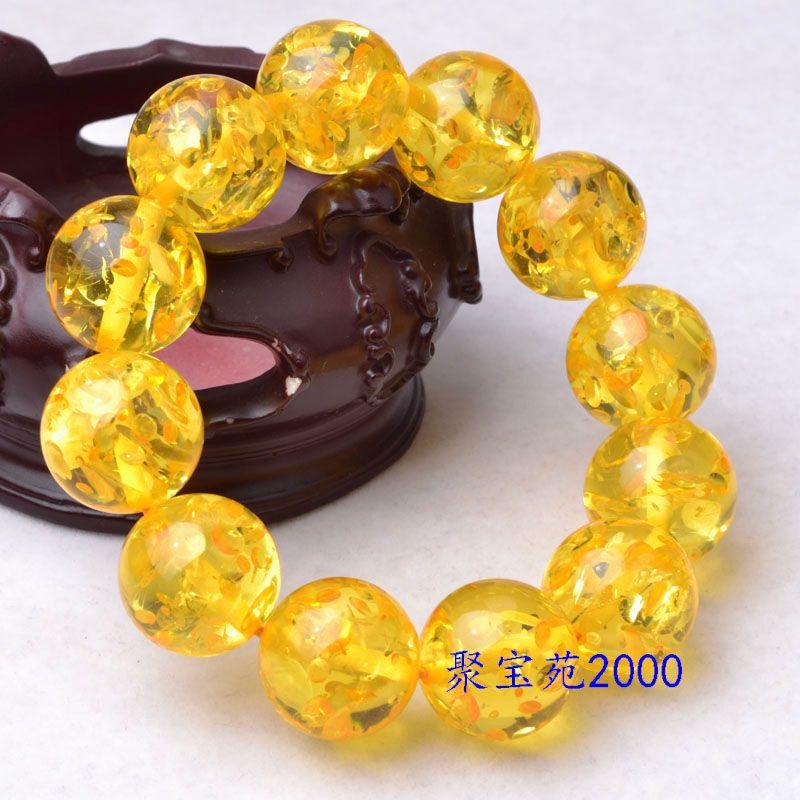 Vòng Tay Chuỗi Hạt Đá Hổ Phách Tự Nhiên 3.24 Màu Vàng / Hổ Phách Dành Cho Nam Nữ