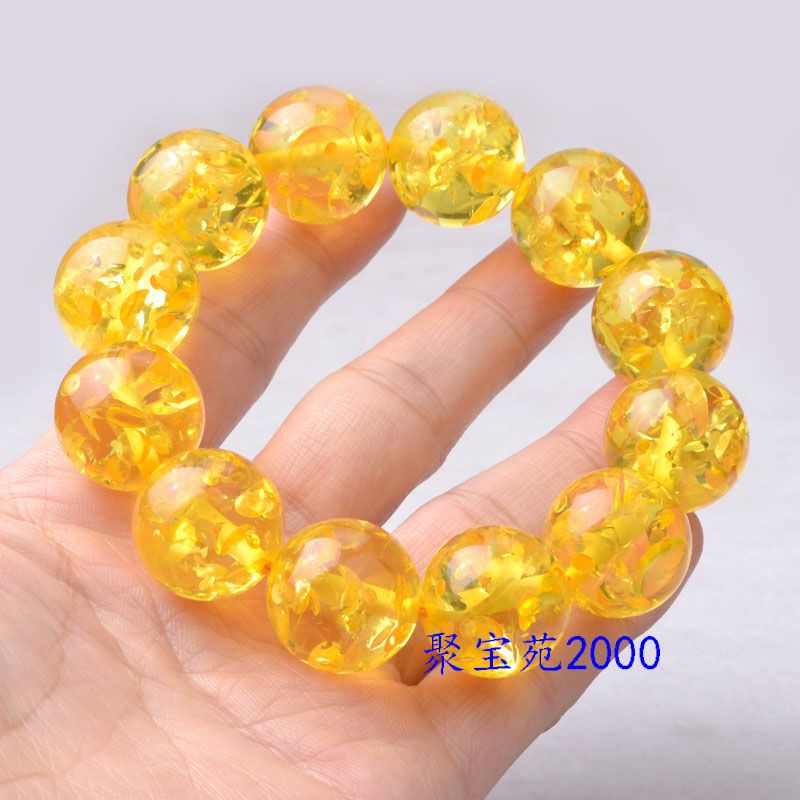 Vòng Tay Chuỗi Hạt Đá Hổ Phách Tự Nhiên 3.24 Màu Vàng / Hổ Phách Dành Cho Nam Nữ