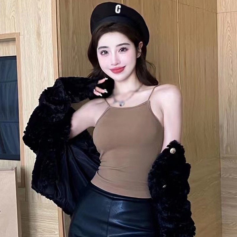 Áo Hai Dây Có Mút Đệm Dáng Ôm Thời Trang Hàn Quốc Đơn Giản Dành Cho Bạn Nữ