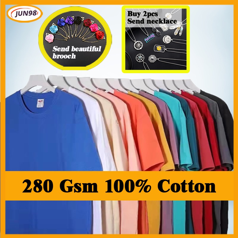 Áo thun Unisex Oversize 280 Gsm 100% Cotton cao cấp Áo thun nam đơn giản Áo thun thường ngày màu đen.