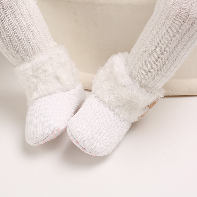 Giày Bốt Cotton Đan Len Giữ Ấm Mùa Đông Cho Bé Trai Gái Tập Đi