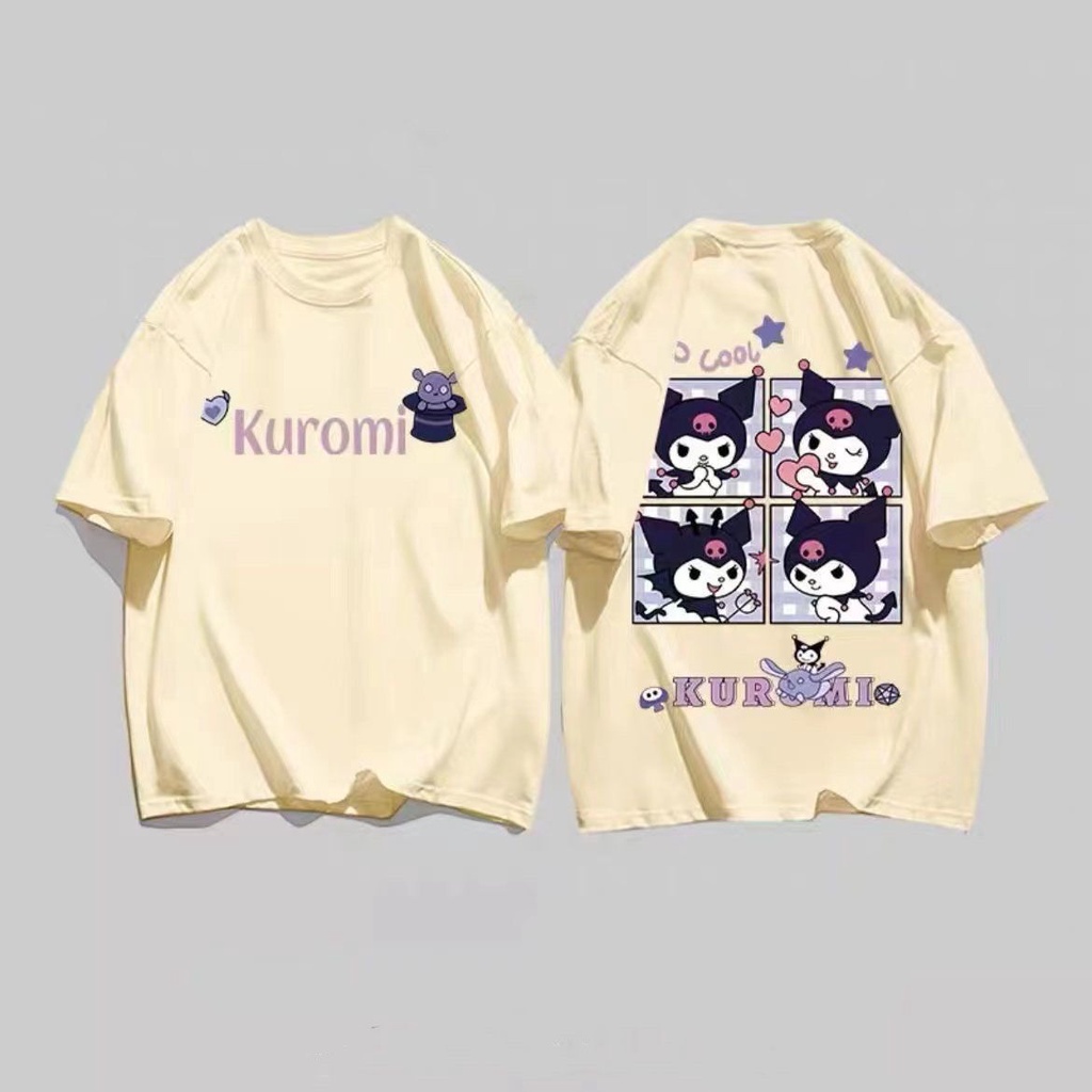 Áo Thun Cotton Tay Ngắn Dáng Rộng In Hình Kuromi Dễ Thương Thời Trang Mùa Hè Cho Nữ