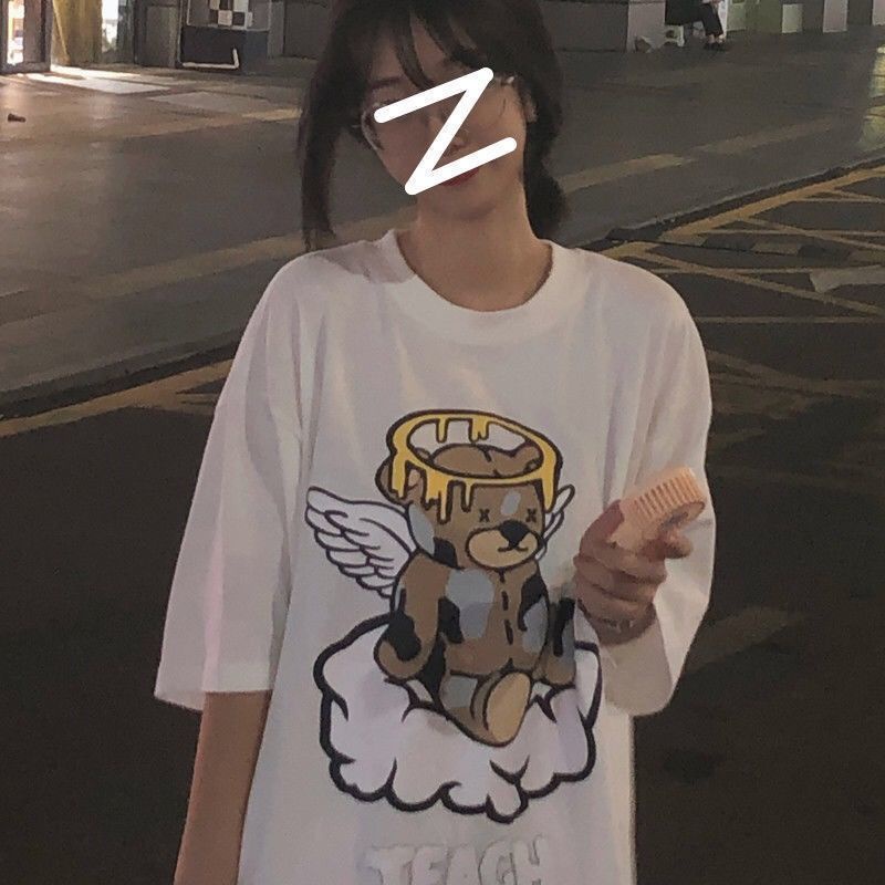 Áo Thun Nữ Tay Ngắn In Hình Gấu Dễ Thương