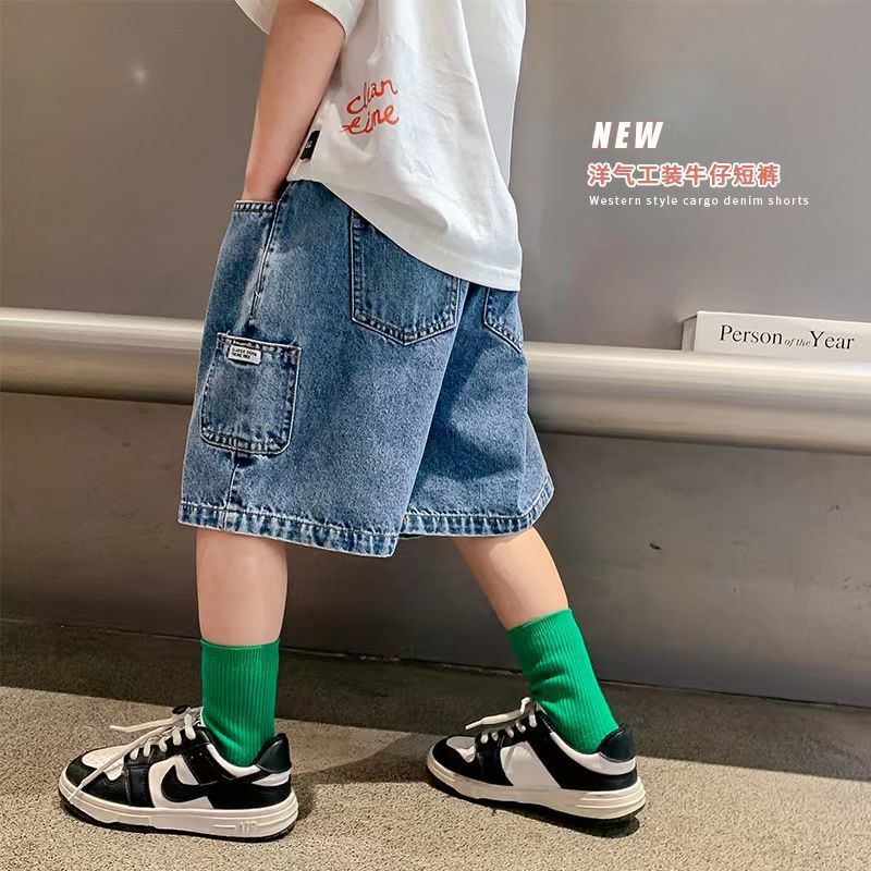 Quần Short Denim Dáng Rộng Phong Cách Mới 2023 Dễ Phối Đồ Cho Bé Trai
