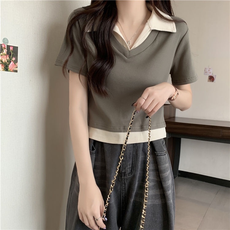 Áo Thun POLO Ngắn Tay Dáng Rộng Bằng Lụa Mát Thời Trang Mùa Hè Hàng Mới Dành Cho Bạn Nữ