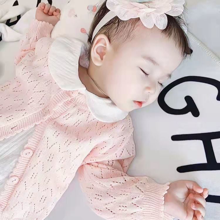 Áo Cardigan Dệt Kim Mỏng Tay Dài Màu Trơn Thời Trang Mùa Hè 2023 Cho Bé