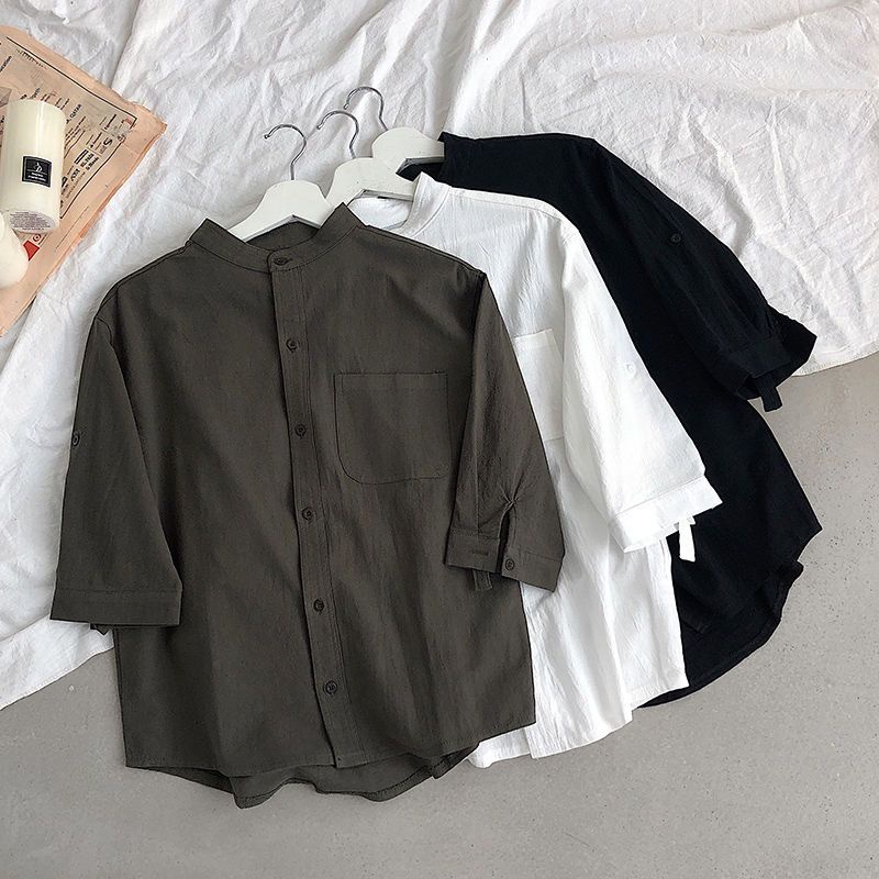 Áo Sơ Mi Vải Lanh Cotton Dáng Rộng Thời Trang Mùa Hè Cho Nam