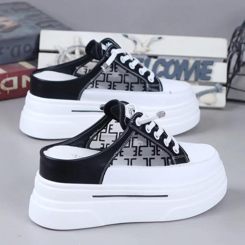 Giày lưới nữ 35-40 2023 giày lười không gót nâng cao bên trong 8cm đế dày cho nữ