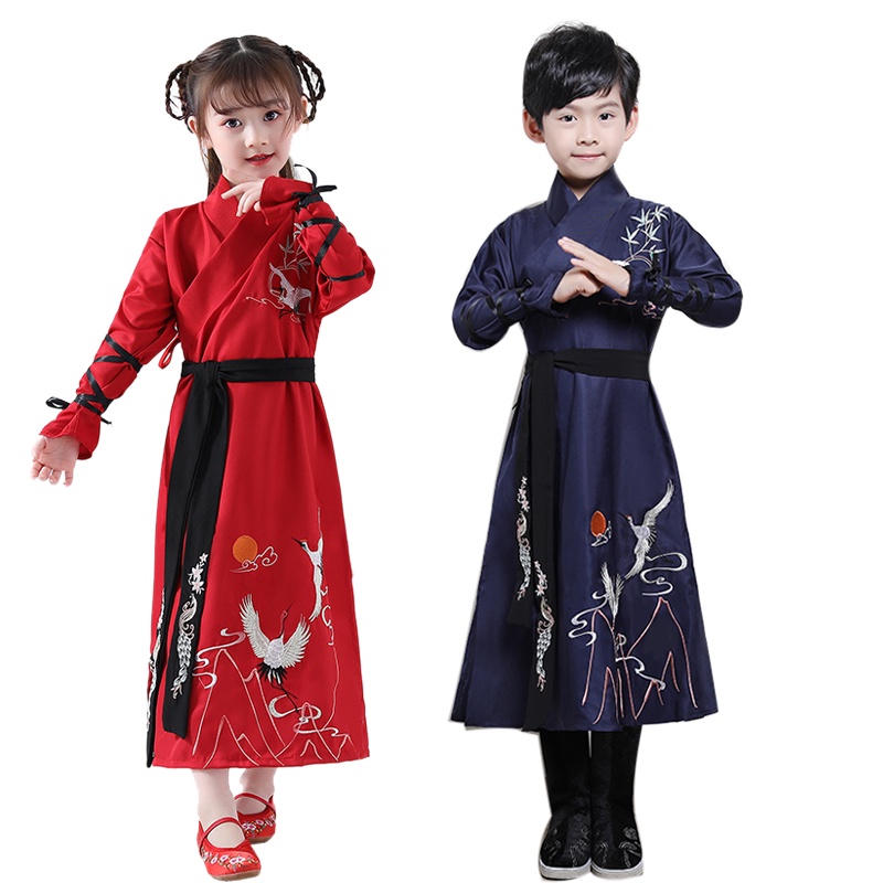Trang phục cổ trang thiếu nhi Hán phục phong cách Trung Quốc cách tân trang phục biểu diễn cho bé trai học sinh