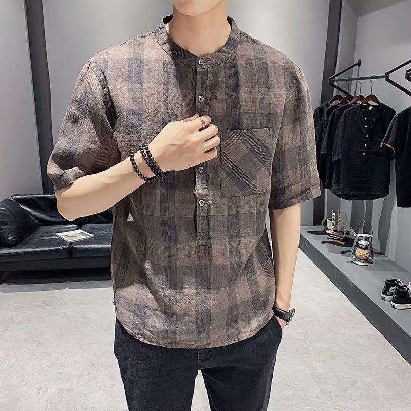 Áo Thun Tay Ngắn Dáng Rộng Vải Lanh Mỏng Thời Trang Mùa Hè Hàn Quốc Cho Nam
