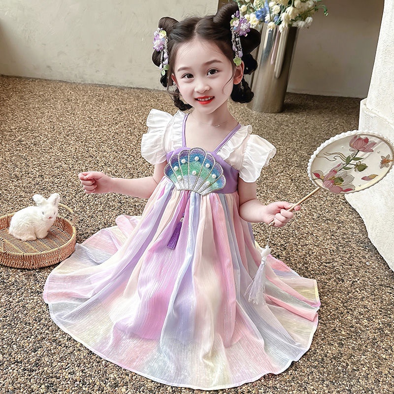 Đầm Công Chúa Hán Phục Phong Cách Trung Hoa Mới Cho Bé Gái