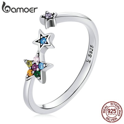 Nhẫn Bamoer SCR769 làm từ bạc 925 mặt hình ngôi sao lấp lánh