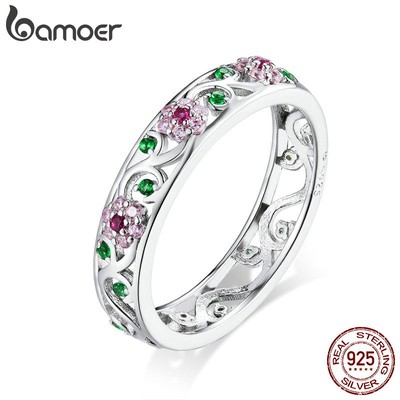 Nhẫn Bamoer BSR132 bằng bạc 925 nguyên chất phong cách khu vườn bí ẩn cho nữ đi tiệc cưới