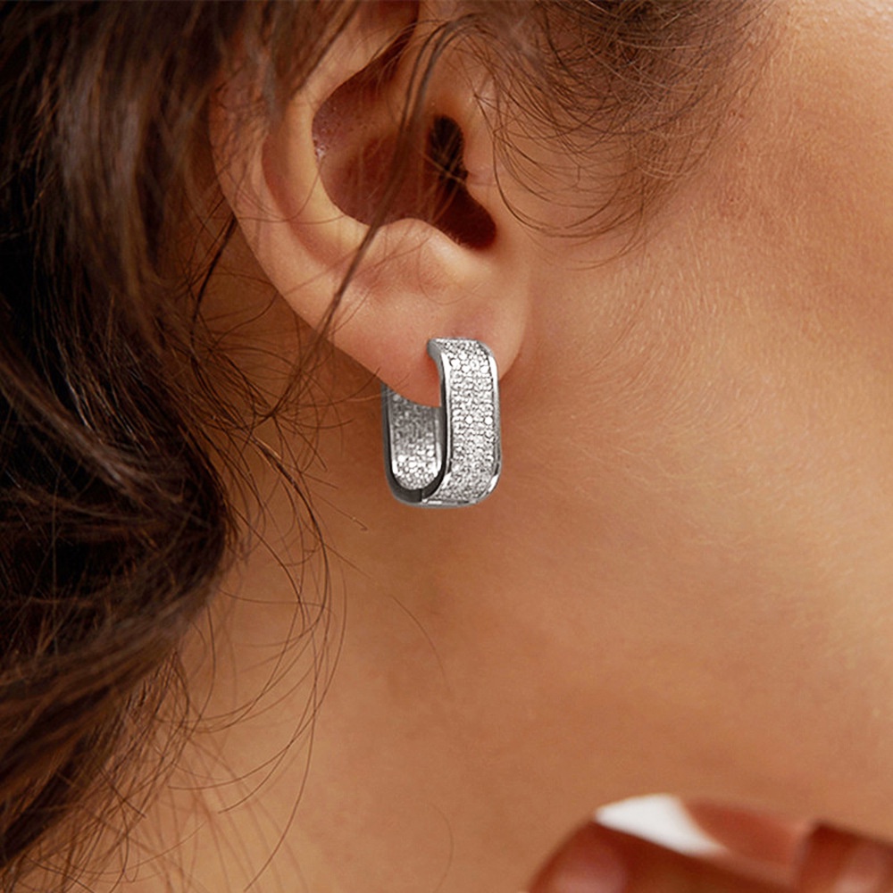Bông Tai Đính Đá Zircon Siêu Nhẹ Phong Cách Âu Mỹ Sang Trọng Thời Trang Cho Nữ
