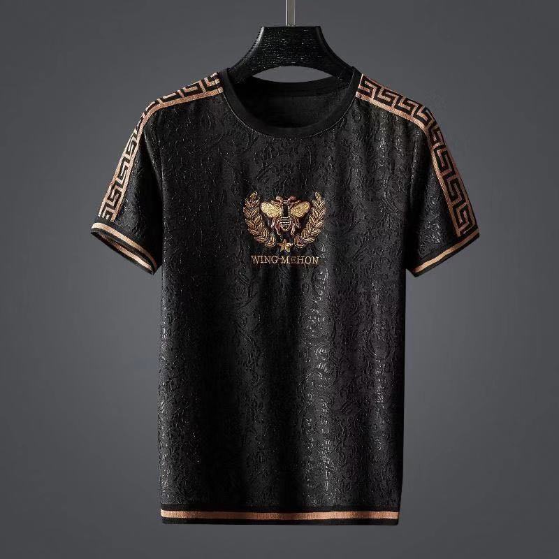 Áo Thun Tay Lỡ Cổ Tròn Dáng Rộng Thêu Hình Hoa Sen Phong Cách Trung Hoa Cho Nam