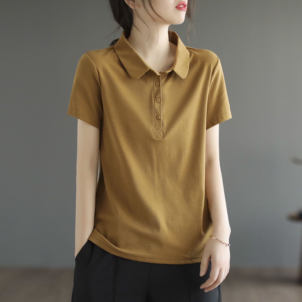 Áo Thun Polo Cotton Mỏng Tay Ngắn Dáng Rộng Thời Trang Mùa Hè 2023