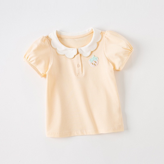 Áo Thun Cotton Tay Ngắn Cổ Búp Bê Thời Trang Mùa Hè Mới 2023 Cho Bé Gái