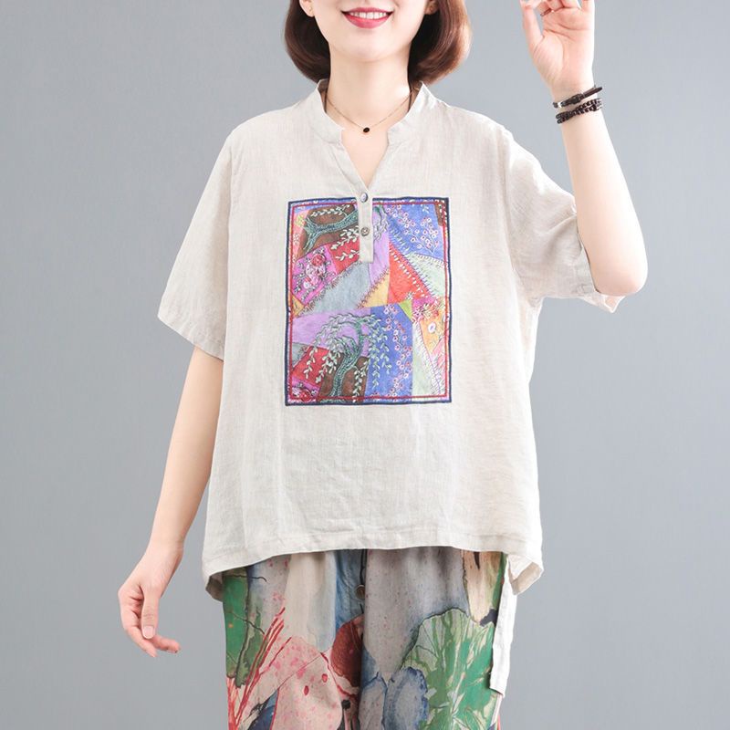 Set Áo Thun Ngắn Tay Cổ Chữ V + Quần ống rộng Thời Trang Nữ
