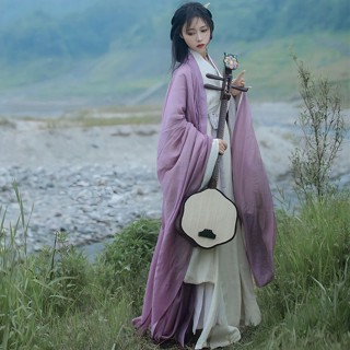 Bộ Hán Phục Gồm Áo Sơ Mi Cổ Chéo Màu Trơn Tay Rộng Và Chân Váy Suông Cho Nữ 6.28