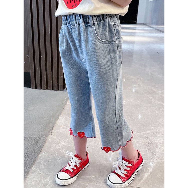 Quần Jean Mỏng Thời Trang Mùa Hè Phong Cách Mới Cho Bé Gái