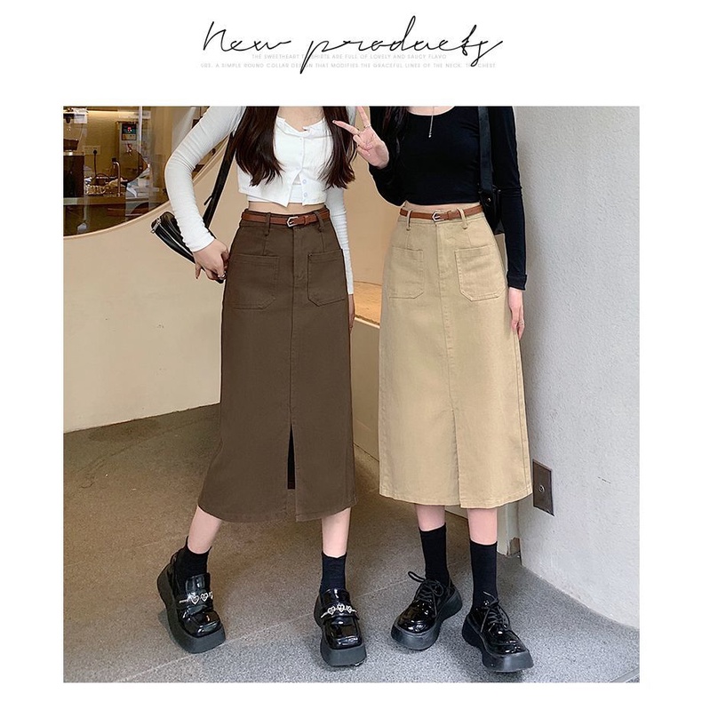 Chân Váy Kaki Dáng Chữ A Dài Vừa Vặn Thời Trang Xuân Hè 2023 Mới