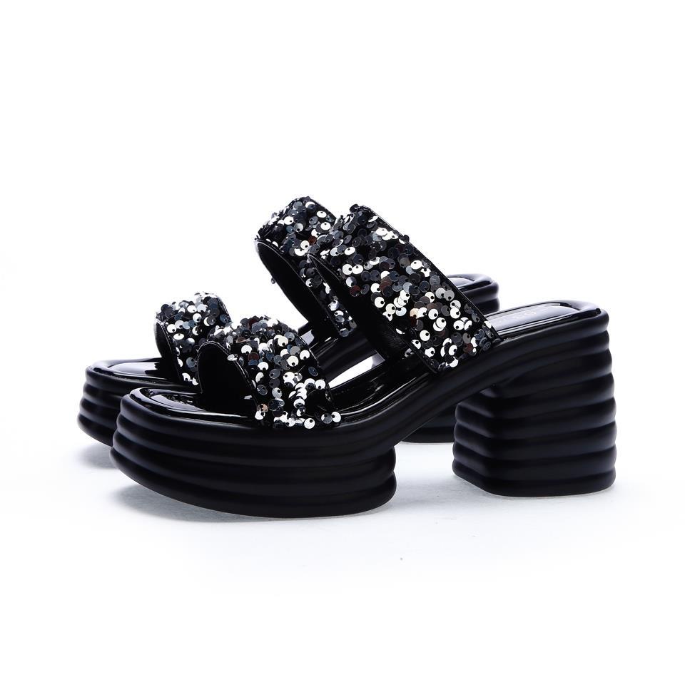 Dép sandal Cao Gót Đính Kim Sa Lấp Lánh Thời Trang Mùa Hè 2023 Cho Nữ One