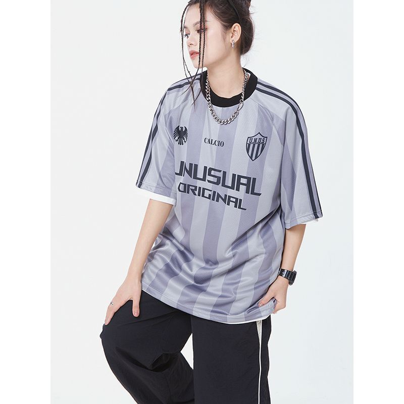 Áo Thun Thể Thao Tay Lửng Dáng Rộng Phối Màu Sắc Tương Phản Phong Cách Hip Hop Đường Phố Cho Nam