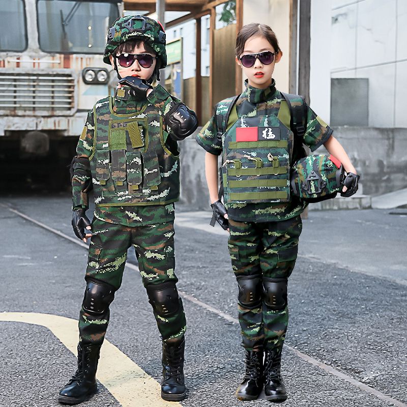 Bộ đồng phục rằn ri trẻ em đồng phục huấn luyện quân sự bé trai đồng phục dã chiến CS ngoài trời đồng phục đặc công