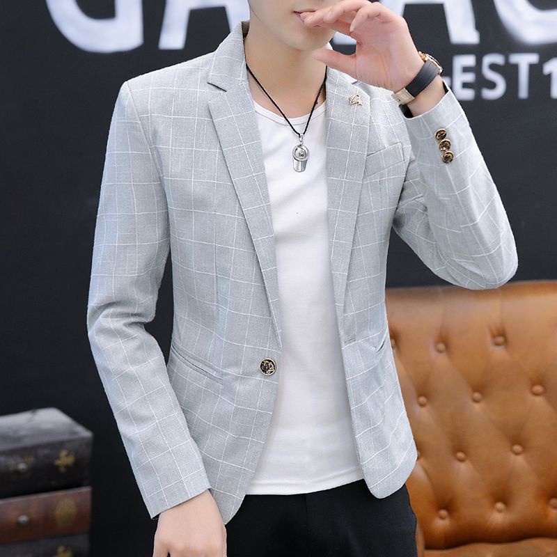 Áo Khoác Vest Kẻ Sọc Caro Trẻ Trung Thời Trang Xuân Thu Phong Cách Hàn Quốc 2023 Cho Nam