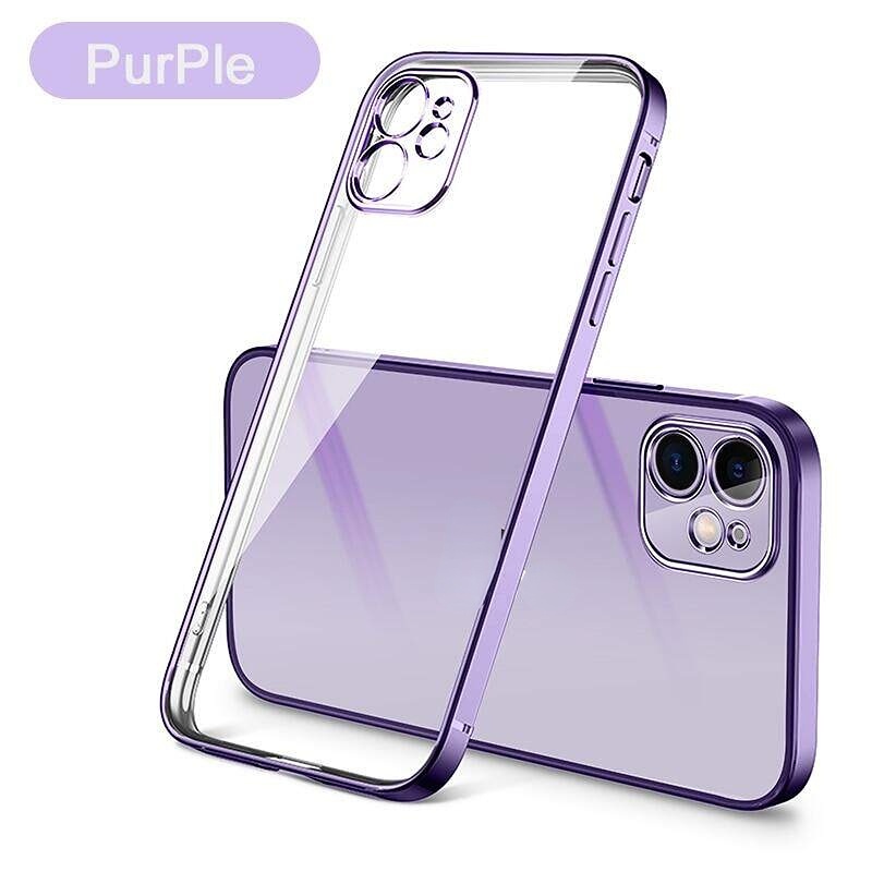 Sang Trọng Ốp Điện Thoại tpu Mềm Trong Suốt Mạ Viền Cho iphone 15 14 13 12 11 pro max mini x xr xs 7 8 plus