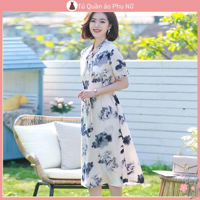 M Đầm Trung Niên Phong Cách Phương Tây Cho Phụ Nữ Trung Niên Và Phụ Nữ Trung Niên & Trung Niên Ng Ng N V Y Bi N N Q C Th I Trang#Áo Thun Tay Ngắn 39; s Kiểu Dáng Đơn Giản Hợp Thời Trang 39