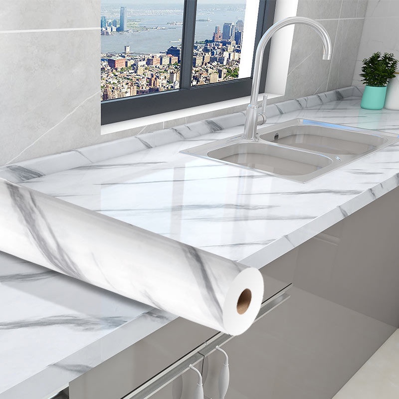 Giấy Dán Tường Dày Dặn Chống Thấm Nước / Dầu / Cháy Họa Tiết Vân Đá Cho Nhà Bếp