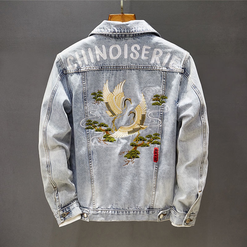 Áo khoác bò thêu cổ điển mẫu mới năm 2023 M-4XL áo khoác nam trang phục đi làm thương hiệu thời trang tôn dáng áo khoác