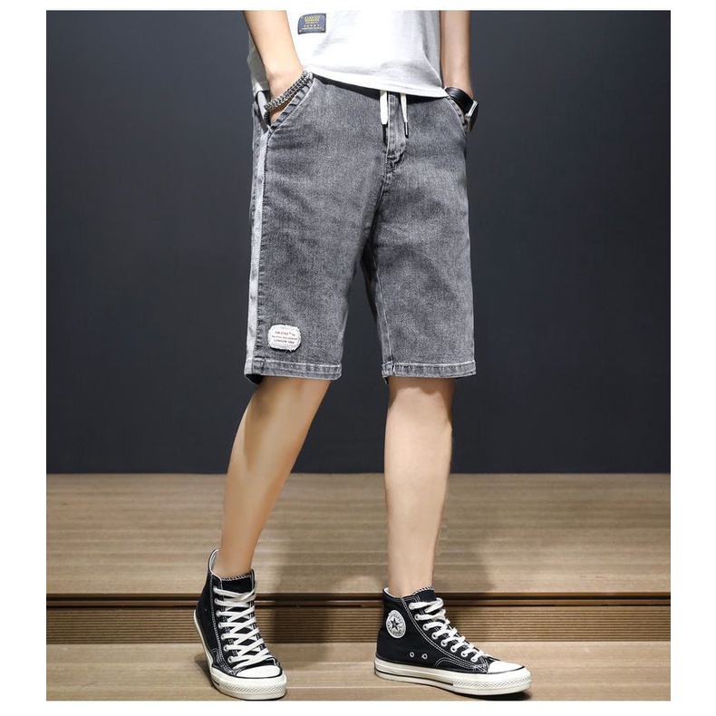 Quần Short Denim Mỏng Dáng Rộng Co Giãn Tốt Thiết Kế Cá Tính Cho Nam Dễ Phối