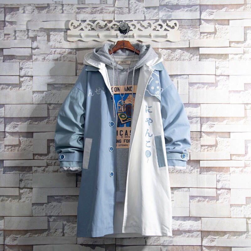 Áo jacket liền mũ cho thanh thiếu niên mẫu mới thương hiệu thời trang Nhật Bản M-3XL áo khoác gió áo dài vừa trào lưu phong cách Hàn Quốc