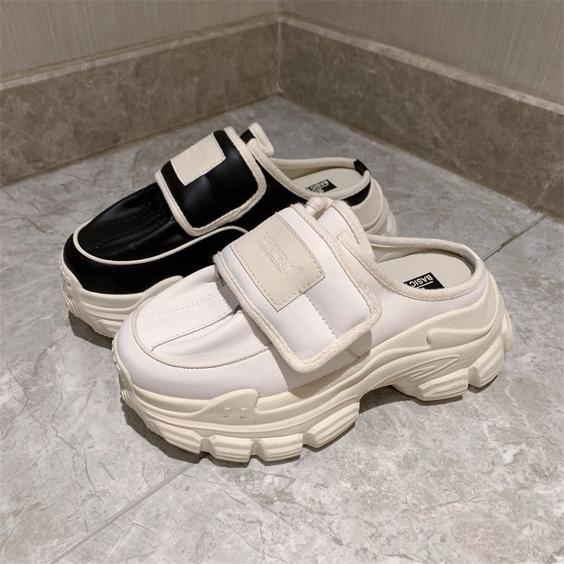 Giày chunky độn cao gầy đế dày Velcro mẫu mới 35-40 năm 2023 dép sục thường ngày sành điệu instagram