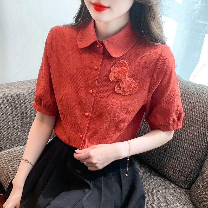 Áo Sơ Mi Cỡ Lớn Thêu Họa Tiết Màu Trơn Thời Trang Mùa Hè Hàng Mới