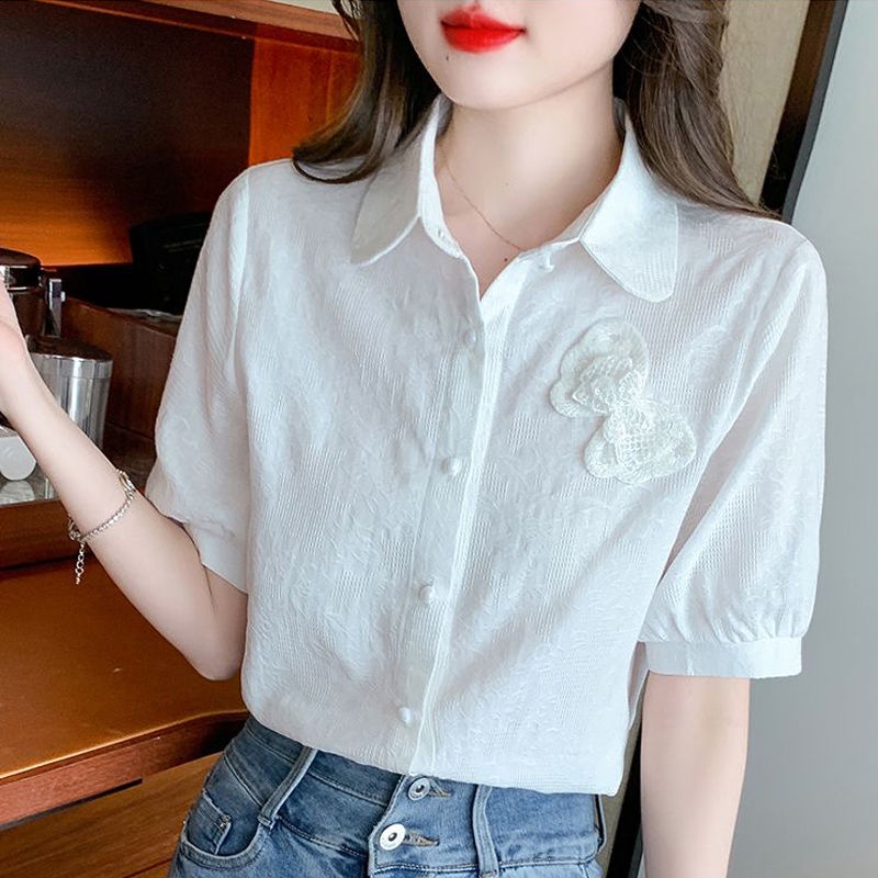 Áo Sơ Mi Cỡ Lớn Thêu Họa Tiết Màu Trơn Thời Trang Mùa Hè Hàng Mới
