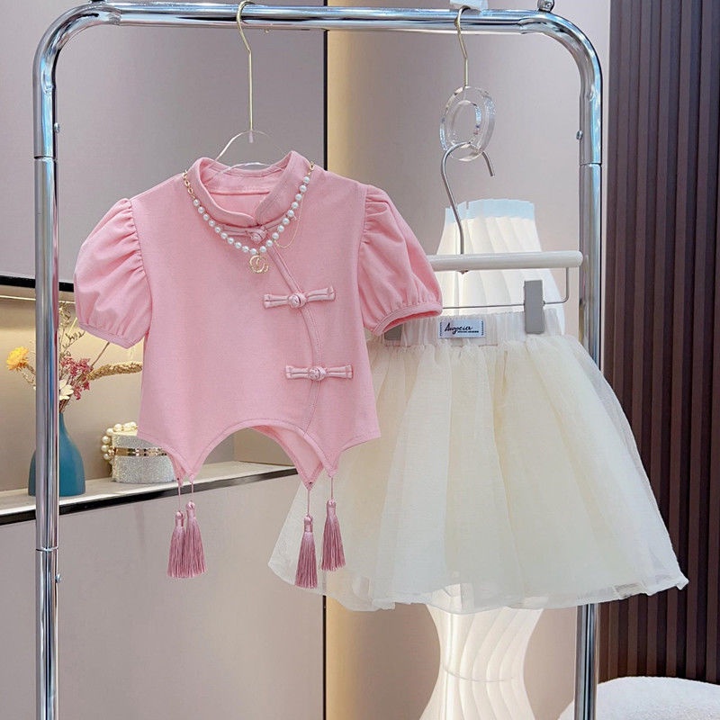 Set Đồ Mùa Hè Hai Món Gồm Áo Và Chân Váy Phong Cách Đường Phố Mới 2023 Cho Bé Gái