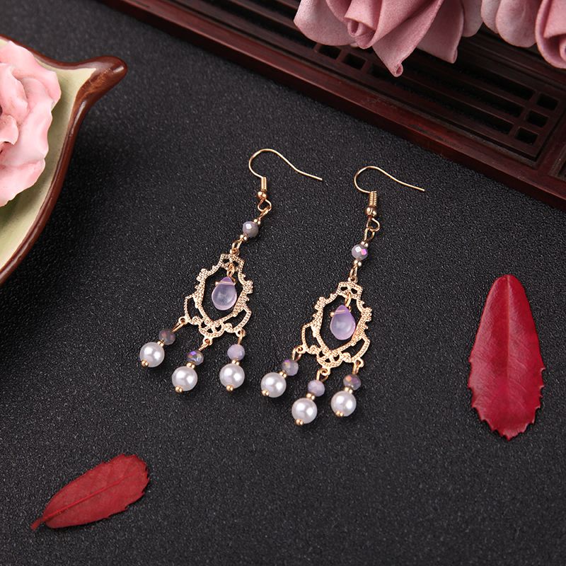 Kẹp Tóc Hình Vương Miện Đính Đá Thạch Anh Tím Phong Cách Hán Phục 5.17