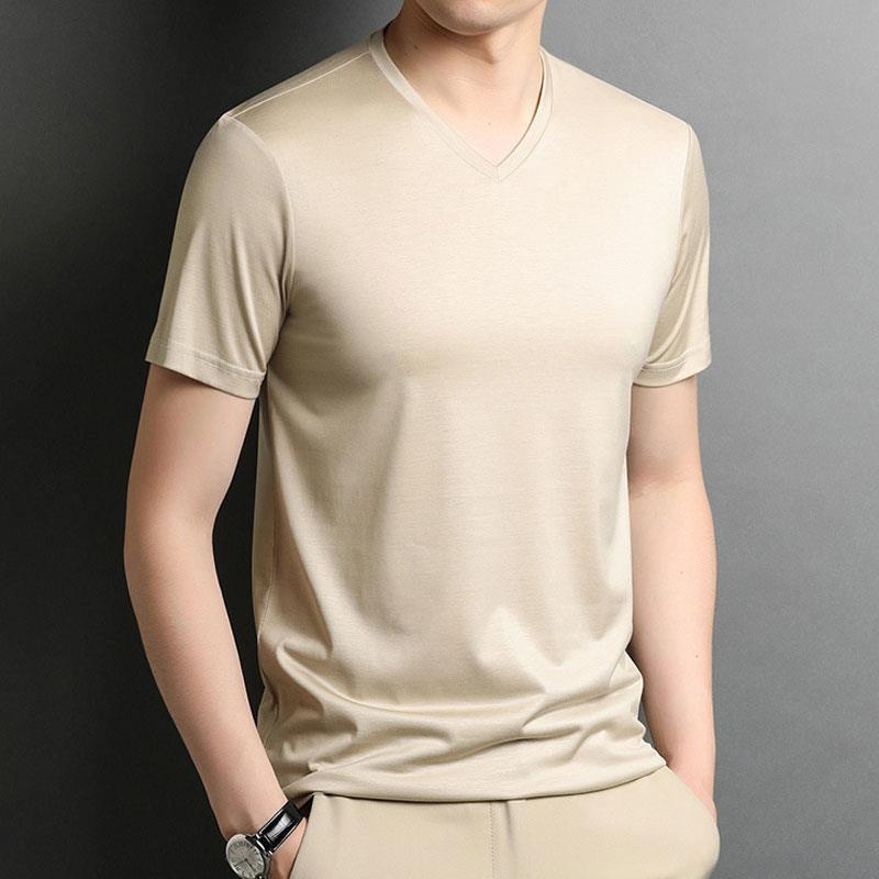 Áo Thun Tay Ngắn Cổ Chữ V Màu Sắc Đơn Giản Thoáng Khí Thời Trang Mùa Hè Cho Nam