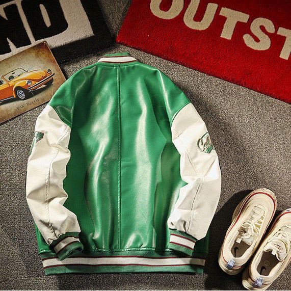 Áo Khoác Bóng Chày Chất Liệu Da Thời Trang Xu Hướng Hàn Quốc