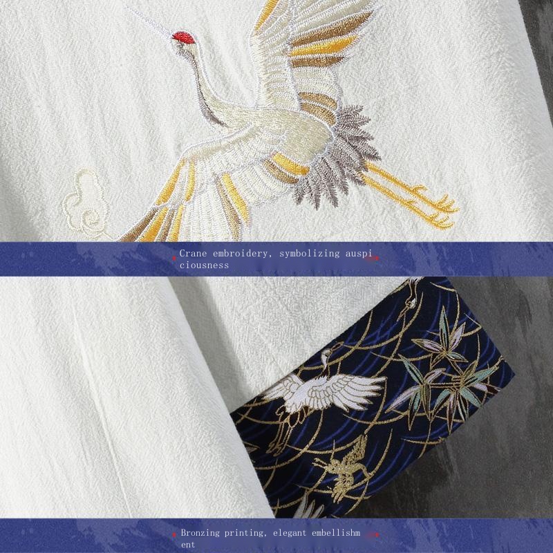 Hàng Có Sẵn!Áo Thun Ngắn Tay Vải Lanh Mỏng Thêu Hình Chim Hạc Kiểu Trung Hoa Thời Trang Mùa Hè Cho Nam