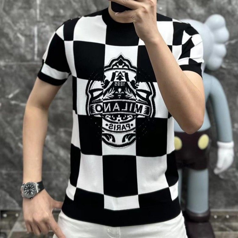 Hàng Có Sẵn! Hàng Có Sẵn!Áo Thun Nam Cổ Tròn Họa Tiết Kẻ Sọc Phong Cách Châu Âu Thời Trang Mùa Hè 2023 Mới