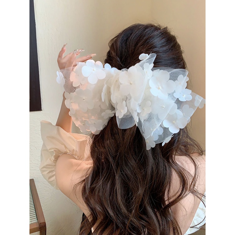 Kẹp Tóc Lưới Đính Nơ Lớn Thời Trang Cho Nữ