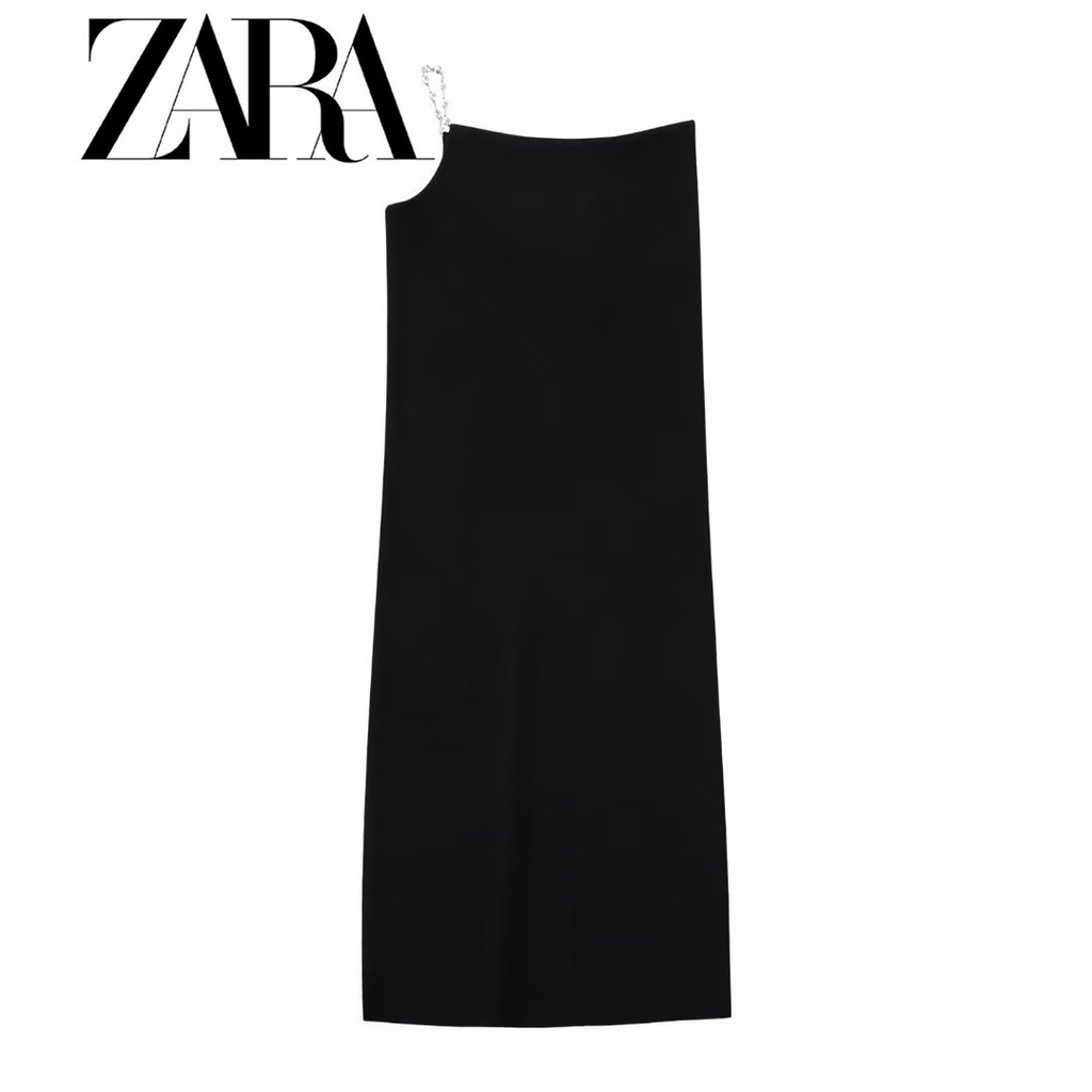 Bộ Áo Dệt Kim + Chân Váy Zara Hở Lưng Phối Dây Xích Cá Tính Cho Nữ
