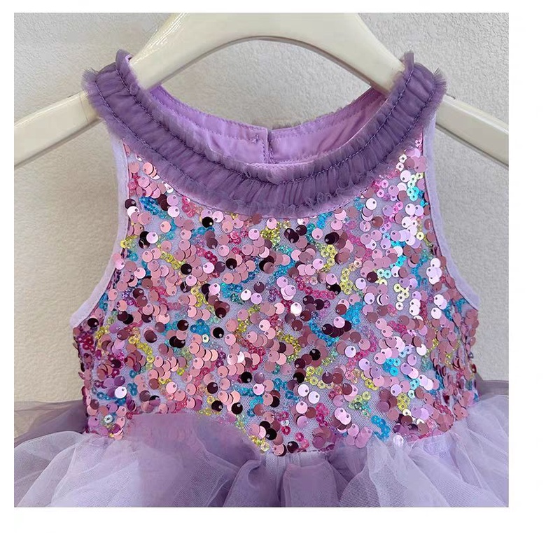 Đầm Công Chúa Phối Lưới Thời Trang Mùa Hè Xinh Xắn Cho Bé Gái