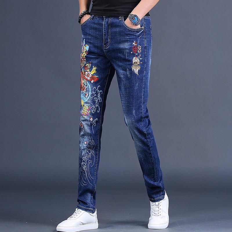 Quần jeans Thêu Họa Tiết Phong Cách Trung Hoa Mới 2023 Cho Nam