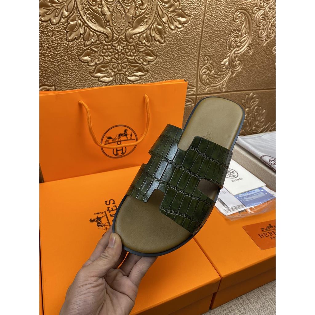 Dép Da Bò Đế Bằng Chống Trượt Chống Mài Mòn Thời Trang Mùa Hè Châu Âu Cho Nam