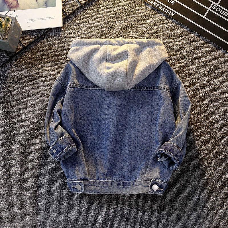 Áo Khoác Denim Có Mũ Trùm Phong Cách Hàn Quốc Thời Trang Xuân Thu Mới 2023 Cho Bé Trai